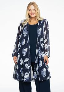 Yoek Cardi-blouse SEA SHELLS | Blauw | Maat 38/40