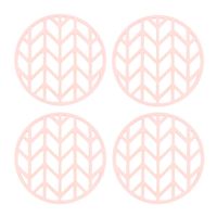 Krumble Siliconen pannenonderzetter rond met pijlen patroon - Roze - Set van 4 - thumbnail