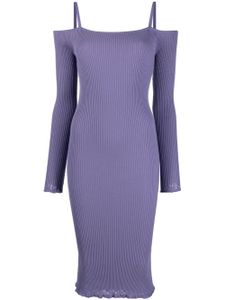 Blumarine robe nervurée à logo brodé - Violet