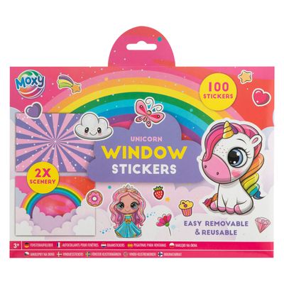 Creative Craft Group Raamstickers met 2 sticker scenes - eenhoorn, 100st.