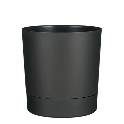 Mica Decorations Bloempot Coco - met onderschaal - antraciet - H34 x D33 cm - kunststof