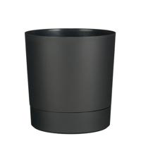 Mica Decorations Bloempot Coco - met onderschaal - antraciet - H34 x D33 cm - kunststof