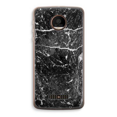 Zwart marmer: Motorola Moto Z Force Transparant Hoesje