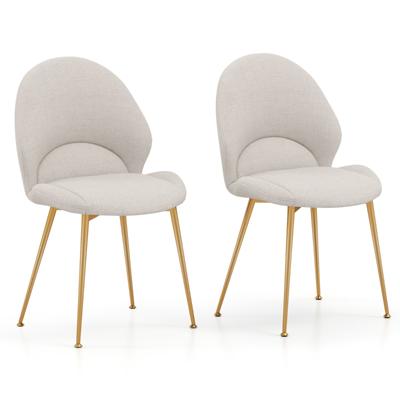 Eetkamerstoelen Set van 2 Accentstoelen met Gebogen Rugleuning Gestoffeerde Stoel Woonkamerstoel tot 150 kg Belastbaar Keukenstoel