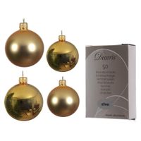 Glazen kerstballen pakket goud glans/mat 38x stuks 4 en 6 cm inclusief haakjes - thumbnail