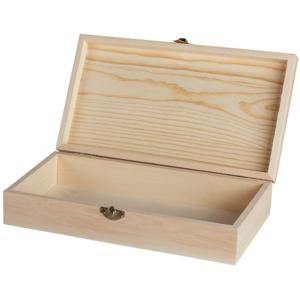 Houten kistje met sluiting en deksel - 25 x 14 x 6 cm - Sieraden/spulletjes/sleutels   -