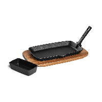 Burnhard Gietijzeren Fajita Pan met Acacia Hout Serveerplank Burnhard Gietijzeren Fajita Pan met Acacia Hout Serveerplank
