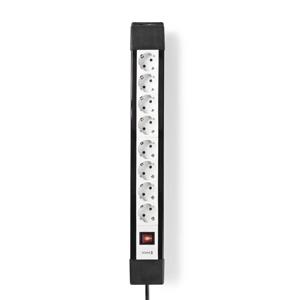Nedis exso830f1pro stekkerdoos beveiligd contact 8-weg 3,00 m zwart/wit