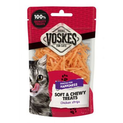 Voskes Soft & Chewy kipfilet reepjes kattensnack (60 g) 10 stuks