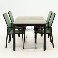 Tuinset Delia hoge rug amandel met Castilla 160cm tafel
