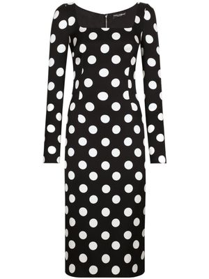 Dolce & Gabbana robe mi-longue à pois - Noir