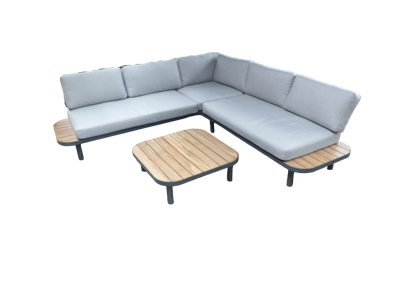 Moa cornerset antraciet/acacia incl. royal stone grey kussens - Eurofleur aanbieding