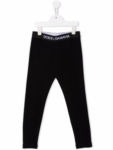 Dolce & Gabbana Kids legging en coton à taille à logo - Noir