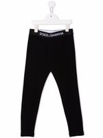 Dolce & Gabbana Kids legging en coton à taille à logo - Noir