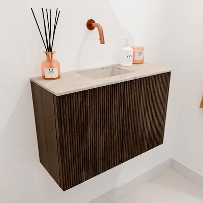 Toiletmeubel Mondiaz Joya Dlux | 60 cm | Meubelkleur Walnut | Faye wastafel Frappe Wasbak Midden | Zonder kraangat(en)