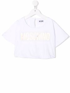 Moschino Kids t-shirt crop à logo imprimé - Blanc