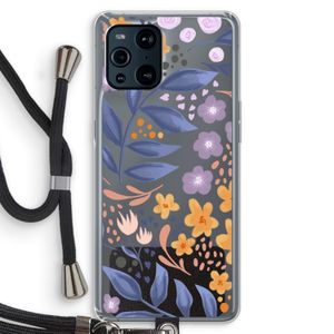 Flowers with blue leaves: Oppo Find X3 Transparant Hoesje met koord