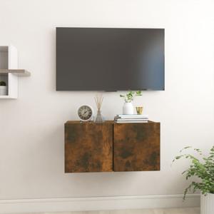 Tv-meubel hangend 60x30x30 cm bewerkt hout gerookt eikenkleurig