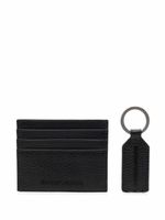 Emporio Armani ensemble porte-cartes et porte-clés en cuir à logo embossé - Noir - thumbnail