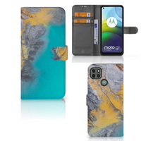 Motorola Moto G9 Power Bookcase Marble Blue Gold - thumbnail