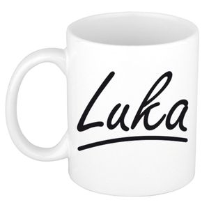 Naam cadeau mok / beker Luka met sierlijke letters 300 ml