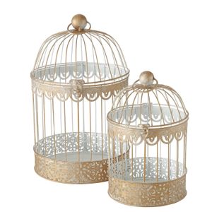 2x Home decoratie vogelkooien set goud 30 en 40 cm