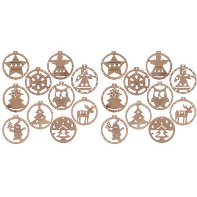 Ruhhy Kerstballen - 20x stuks - hout - kerstfiguren - kerstboomversiering - kerst