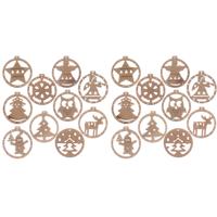 Ruhhy Kerstballen - 20x stuks - hout - kerstfiguren - kerstboomversiering - kerst