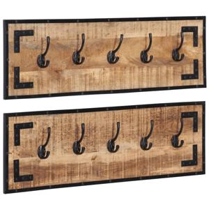 VidaXL Kapstokken 2 st 80x8x25 cm massief ruw mangohout