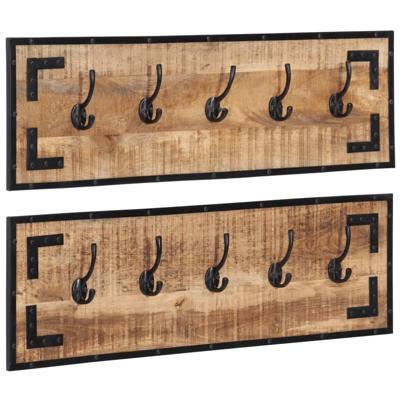 VidaXL Kapstokken 2 st 80x8x25 cm massief ruw mangohout