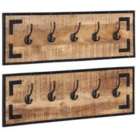 VidaXL Kapstokken 2 st 80x8x25 cm massief ruw mangohout