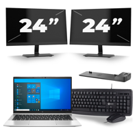 HP EliteBook 830 G8 - Intel Core i5-11e Generatie - 13 inch - 16GB RAM - 256GB SSD - Windows 11 + 2x 24 inch Monitor