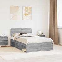 Bedframe Grijs Sonoma 135 x 190 cm Massief grenenhout