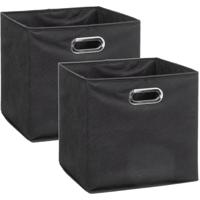 Opbergmand / kastmand - Set van 4x stuks - donkergrijs - linnen - 29 liter - 31 x 31 x 31 cm - Opber