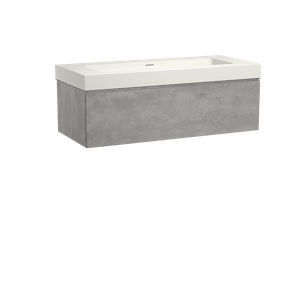 Storke Edge zwevend badmeubel 120 x 52 cm beton donkergrijs met Mata High enkele wastafel in mat witte solid surface