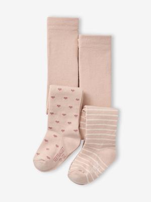 Set van 2 paar fantasie panty's voor babymeisjes lichtroze