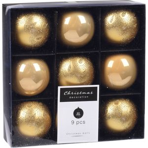 Kerstballen - 9x st - goud - 6 cm - kunststof - kerstversiering