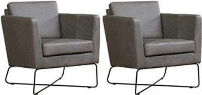 Set van 2 Grijze leren moderne design fauteuils Crossover - Rancho Leer Steel (grijs leer)