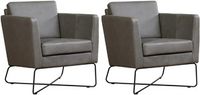 Set van 2 Grijze leren moderne design fauteuils Crossover - Rancho Leer Steel (grijs leer)