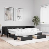 Slaapbank met onderschuifbed en lades 90x190 cm stof zwart