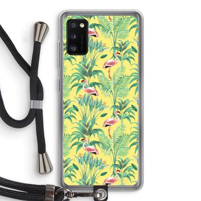Flamingo party: Samsung Galaxy A41 Transparant Hoesje met koord