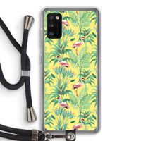 Flamingo party: Samsung Galaxy A41 Transparant Hoesje met koord