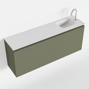 MONDIAZ OLAN 120cm toiletmeubel army. LEX wastafel talc rechts 1 kraangat