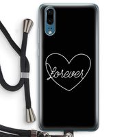Forever heart black: Huawei P20 Transparant Hoesje met koord