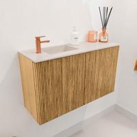 Toiletmeubel Mondiaz Joya Dlux | 70 cm | Meubelkleur Oak | Faye wastafel Meli Wasbak Links | 1 kraangat
