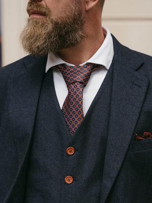 Geweven Stropdas | Blauw/oranje | Elegante Stropdas Voor Mannen | Peaky Blinders