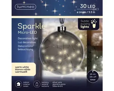 Lumineo microled bal 14cm grijs/warm wit