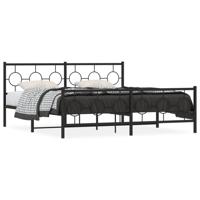 Bedframe met hoofd- en voeteneinde metaal zwart 183x213 cm - thumbnail