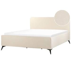 Beliani - VALOGNES - Tweepersoonsbed - Beige - 180 x 200 cm - Corduroy