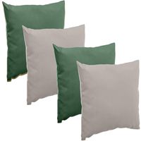 Bank/sier/tuin kussens voor binnen/buiten set 4x stuks emerald groen/taupe 40 x 40 cm - thumbnail